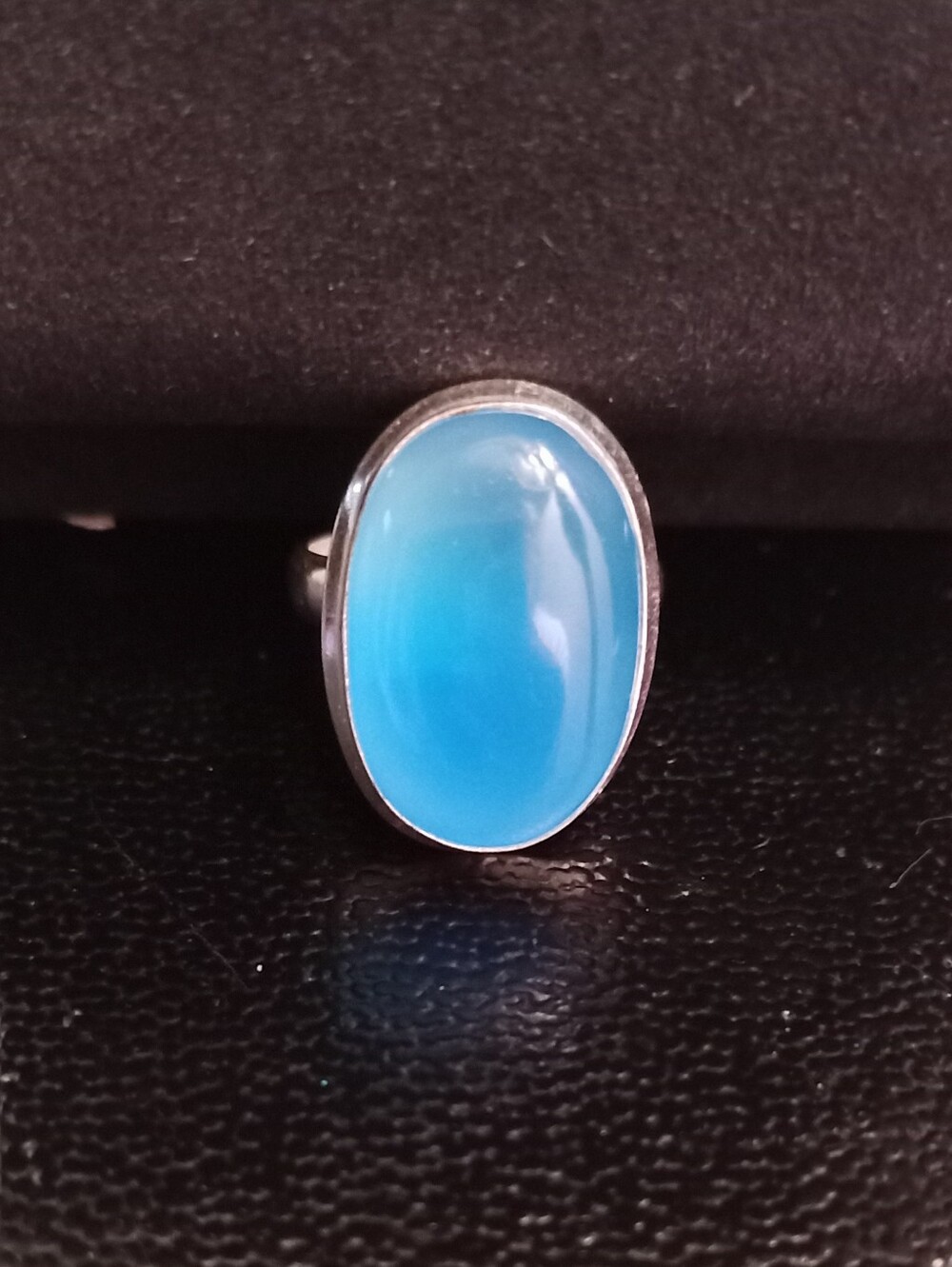 Natural Vibrant Blue Chalcedony .925 Silver Ring Sz 7.5
